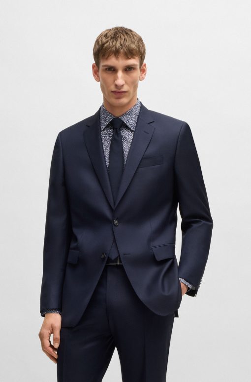 Hugo Boss Suits-Slim-fit suit in patterned wool and silk-hugo boss store - Image 2