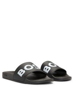 Hugo Boss Sandals-Italian-made slides with large logo detail-hugo