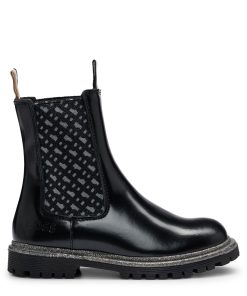 Hugo Boss-Kids’ Chelsea boots in patent leather with monogram panels-hugo boss outlet