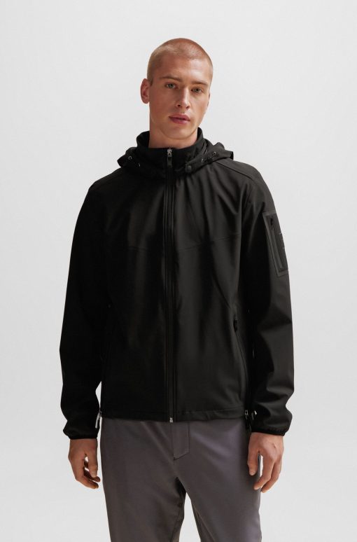 Hugo Boss Jackets and Coats-Water-repellent regular-fit jacket with removable hood-boss near me