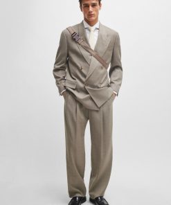 Hugo Boss-Relaxed-fit trousers in checked virgin-wool serge-hugo boss sale 2