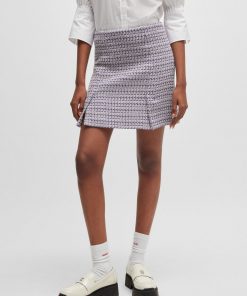 Hugo Boss Skirts-Patterned mini skirt in a cotton blend-boss near me