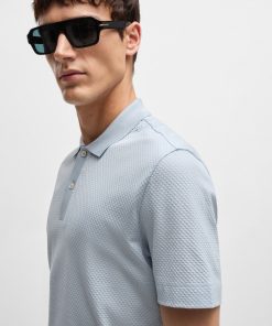 Hugo Boss Polo Shirts-Cotton-silk polo shirt with bubble structure-hugo boss outlet 2