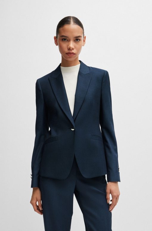 Hugo Boss Tailored Jackets-Slim-fit jacket in denim-effect wool twill-hugo boss near me