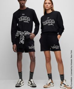 Hugo Boss Best Sellers-BOSS x Keith Haring gender-neutral shorts in cotton-blend terry-boss hugo