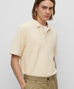 Hugo Boss Polo Shirts-Relaxed-fit cotton-blend polo shirt with waffle structure-hugo boss store