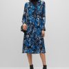 Hugo Boss Dresses-Wrap-front V-neck dress with seasonal print-hugo boss store 3