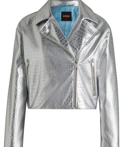 Hugo Boss Tailored Jackets-Faux-leather jacket with crocodile embossing-hugo by hugo boss 2