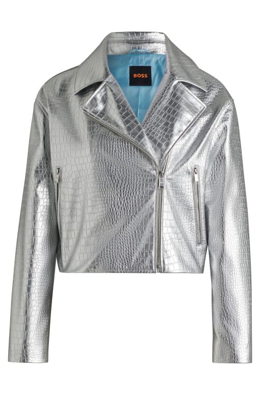 Hugo Boss Tailored Jackets-Faux-leather jacket with crocodile embossing-hugo by hugo boss - Image 2