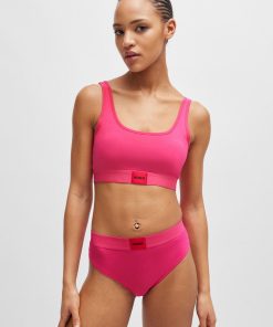 Hugo Boss Underwear, Pajamas, and Socks-Stretch-cotton bralette with red logo label-boss outlet 2