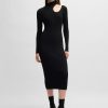 Hugo Boss Dresses-Slim-fit midi-length dress with irregular ribbed structure-boss store 4