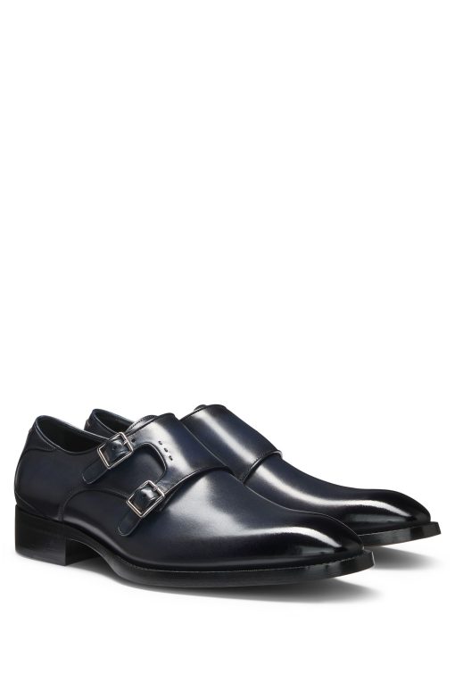 Hugo Boss-Double-strap monk shoes in burnished leather-boss hugo