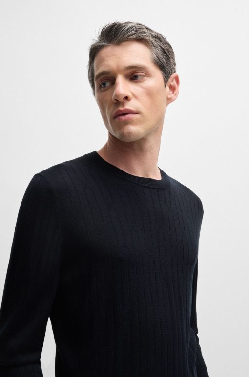 Hugo Boss Sweaters and Cardigans-Structured-silk sweater in a regular fit-hugo boss store - Image 2