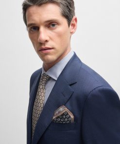 Hugo Boss Ties and Pocket Squares-Silk pocket square with seasonal prints-boss store near me 2