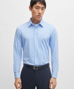 Hugo Boss-Slim-fit shirt in geometric-printed performance-stretch material-boss store