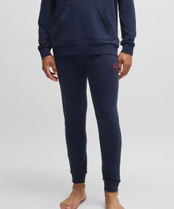 Hugo Boss Sweatshirts and Jogging Pants-Stretch-cotton tracksuit bottoms with logo print-boss near me