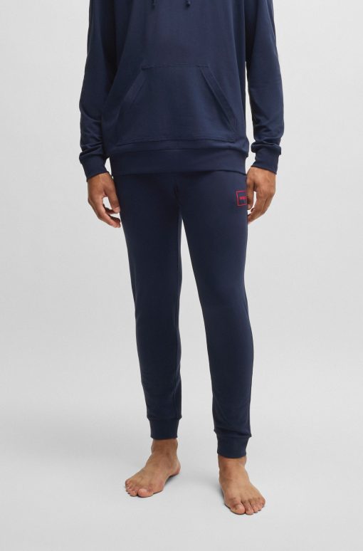 Hugo Boss Sweatshirts and Jogging Pants-Stretch-cotton tracksuit bottoms with logo print-boss near me