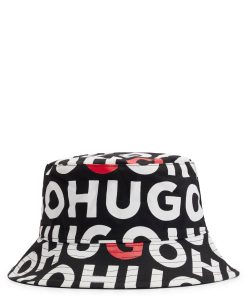 Hugo Boss-Kids’ reversible bucket hat in cotton canvas with branding-hugo by hugo boss