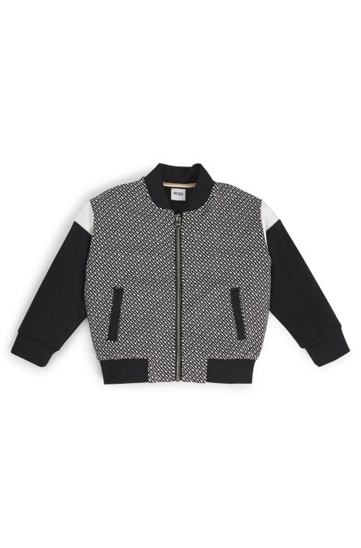 Hugo Boss-Kids' zip-up cardigan with monogram front-hugo boss sale