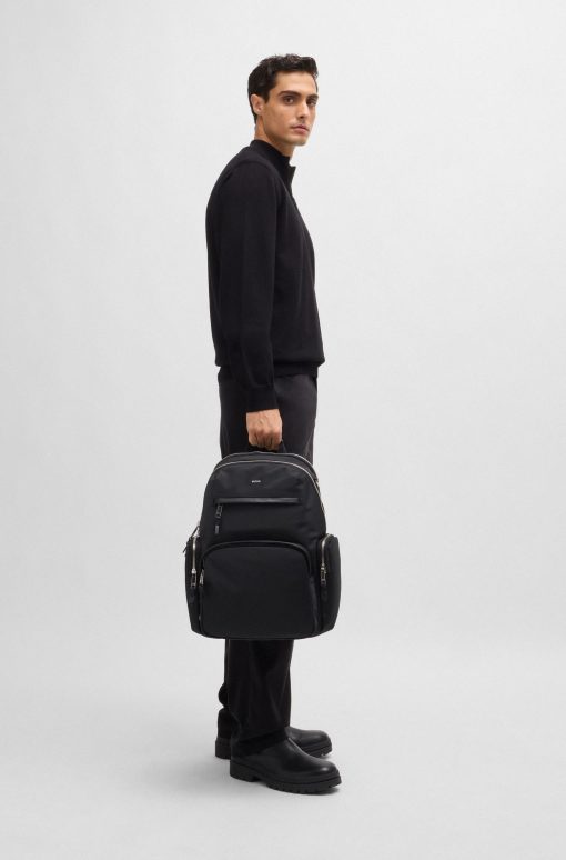 Hugo Boss Bags-Backpack with leather trims and two-way zip-hugo by hugo boss - Image 2