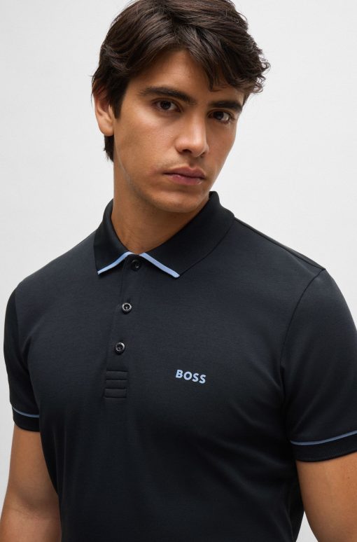 Hugo Boss Polo Shirts-Interlock-cotton slim-fit polo shirt with contrast trims-hugoboss - Image 2