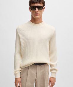 Hugo Boss Sweaters and Cardigans-Wool-blend knitted sweater with herringbone structure-boss near me