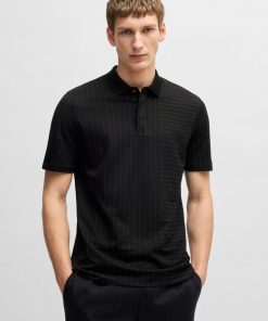 Hugo Boss Polo Shirts-Mercerized-cotton polo shirt with mixed stripes-boss outlet