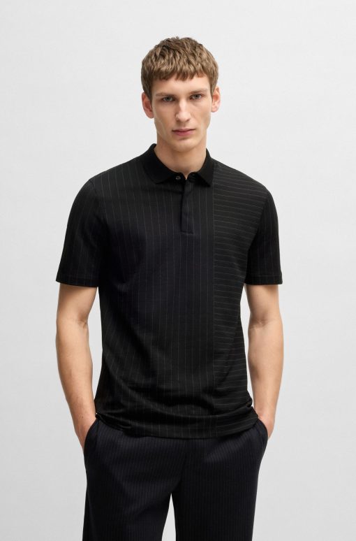 Hugo Boss Polo Shirts-Mercerized-cotton polo shirt with mixed stripes-boss outlet