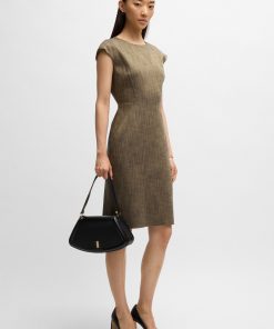 Hugo Boss Dresses-Cap-sleeve dress in melange stretch sharkskin-boss near me