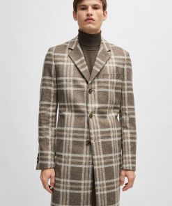 Hugo Boss Jackets and Coats-Slim-fit coat with all-over check-hugo boss store