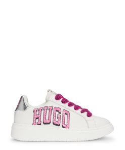 Hugo Boss-Kids’ trainers in leather with metallic faux-leather trims-hugo