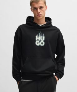 Hugo Boss Tracksuits-Cotton-terry hoodie with stacked smoke logo print-hugoboss