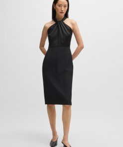 Hugo Boss Dresses-Twist-detail dress in stretch fabric-boss store 2