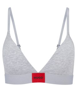 Hugo Boss Underwear, Pajamas, and Socks-Stretch-cotton triangle bra with red logo label-hugo by hugo boss