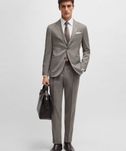 Hugo Boss Suits-Slim-fit suit in high-twist virgin wool-hugo boss near me