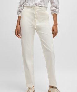 Hugo Boss-Stretch-cotton trousers with drawcord waist-hugo boss near me