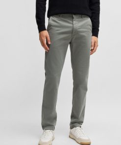 Hugo Boss Pants-Regular-fit chinos in stretch-cotton satin-boss near me