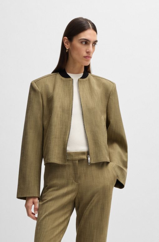 Hugo Boss Tailored Jackets-Relaxed-fit jacket in herringbone stretch fabric-hugo boss store