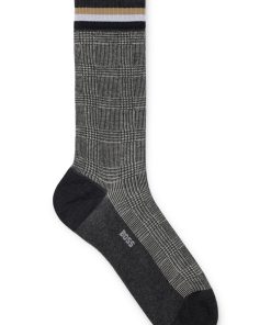 Hugo Boss Socks-Regular-length checked socks in mercerized stretch cotton-hugoboss