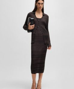 Hugo Boss Skirts-Ribbed-knit midi skirt in mouliné yarns-boss near me 2