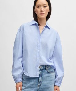 Hugo Boss Blouses-Regular-fit blouse in striped cotton poplin-boss store