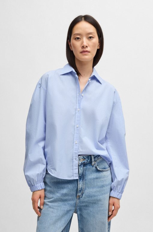 Hugo Boss Blouses-Regular-fit blouse in striped cotton poplin-boss store