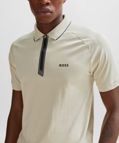 Hugo Boss Polo Shirts-Stretch-cotton slim-fit polo shirt with zip placket-hugo boss near me 2