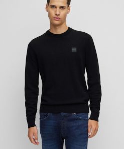 Hugo Boss Sweaters and Cardigans-Crew-neck sweater in cotton and cashmere with logo-boss store