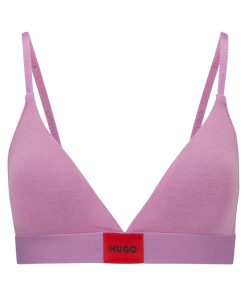 Hugo Boss Underwear, Pajamas, and Socks-Stretch-cotton triangle bra with red logo label-hugo