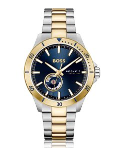 Hugo Boss Watches-Two-tone automatic watch with navy dial-boss near me