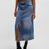 Hugo Boss Skirts-Denim mini skirt with contrast stitching-boss near me 4