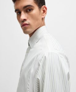 Hugo Boss Shirts-Regular-fit shirt in striped cotton with layered effect-hugoboss 2