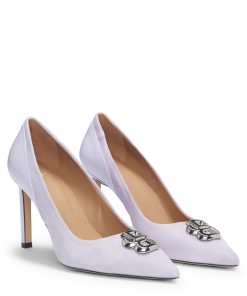 Hugo Boss Pumps-Leather and suede pumps with Double B monogram trim-hugo boss sale