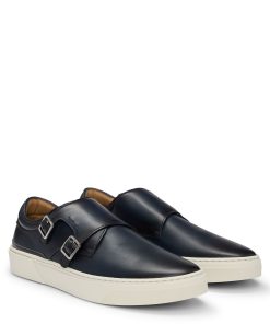 Hugo Boss Sneakers-Burnished-leather trainers with double monk strap-boss store near me